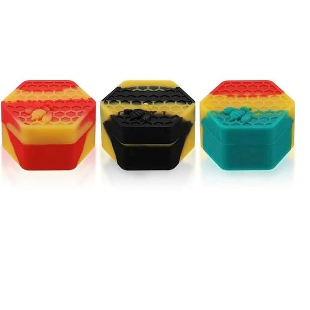 Hive silicone jars in three colours