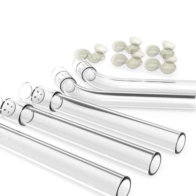 Arizer glass stems, chamber ends with the glass screen holes, and domed mesh screens