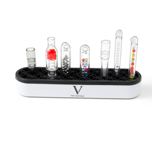 Desktop Glass Stem, Tube and Accessories Organizer for DHVs, Flexi Silicone Interior, Black