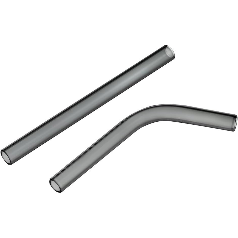 Long Glass Mouthpiece Stems for POTV LOBO and ONE - 1 Angled and 1 Straight Half-Black Vaporizer Accessory Set (120mm)