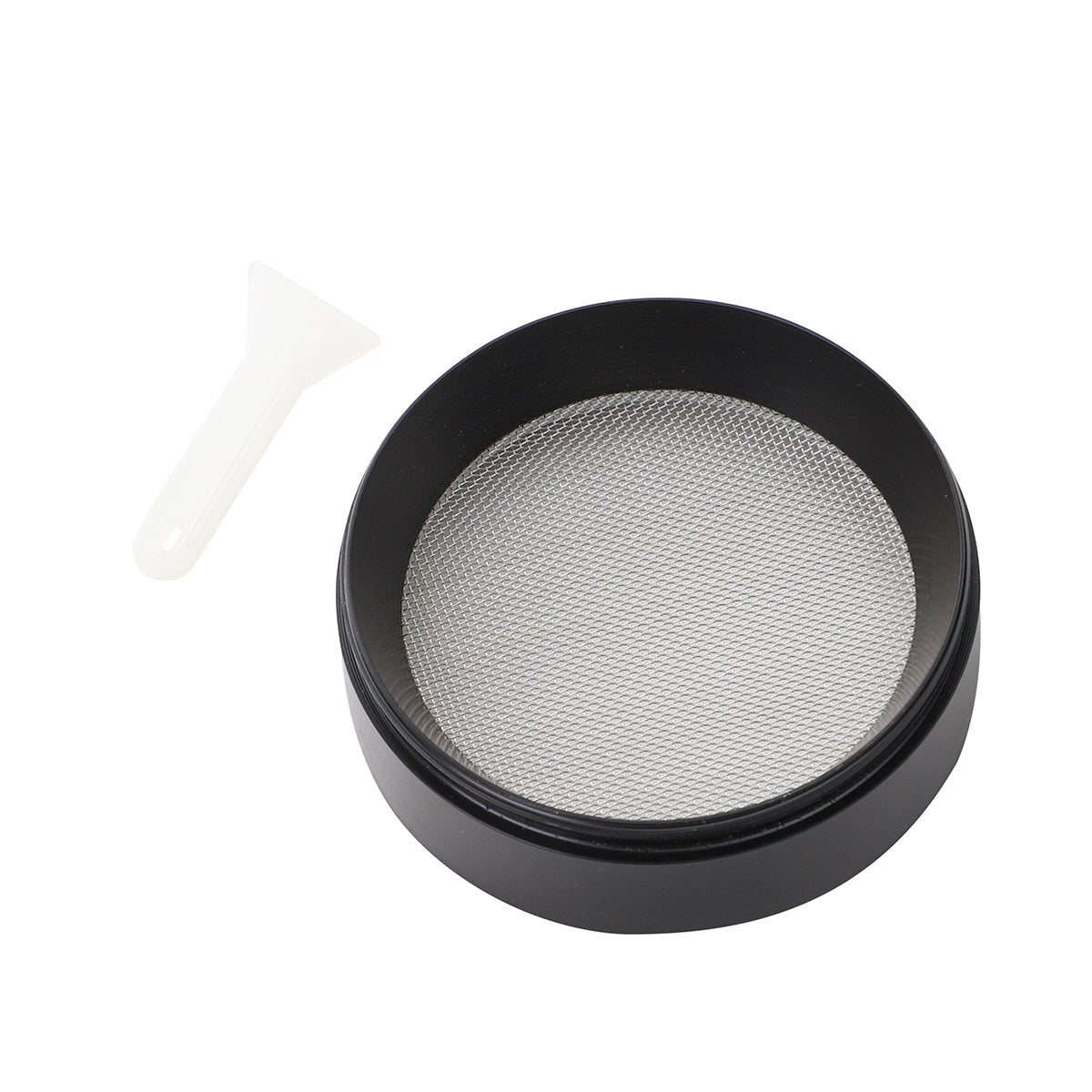 Mesh screen chamber with the plastic scraper that comes with the grinder